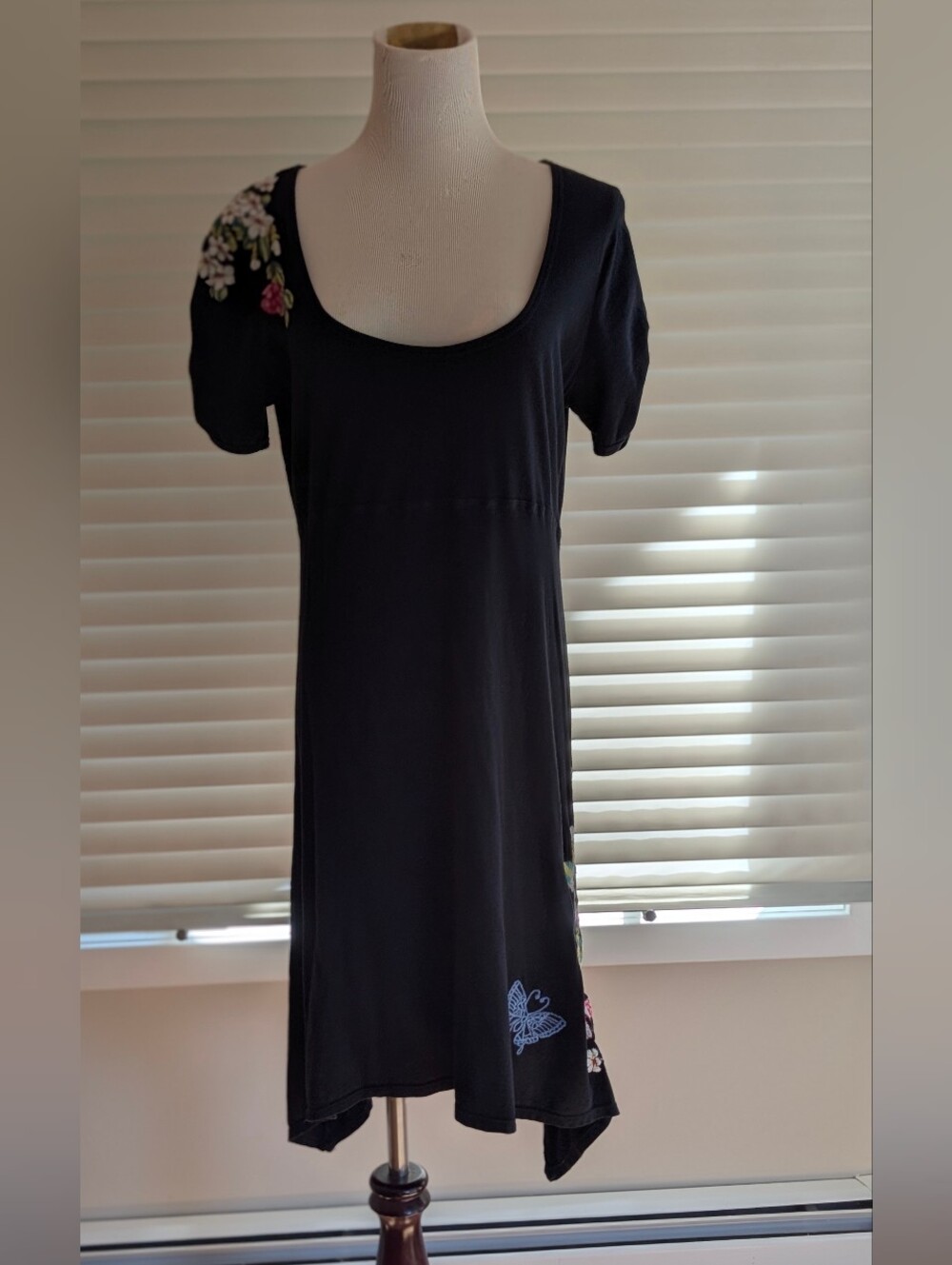 Johnny was Asymmetrical Black Embroidered Dress Size M - Picture 3 of 13